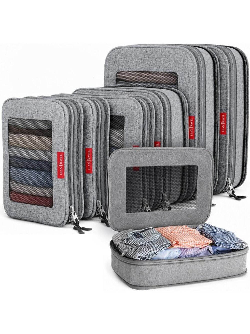 Premium Compression Packing Cubes - Space-Saving Travel Organizer Bags (6-Pack)